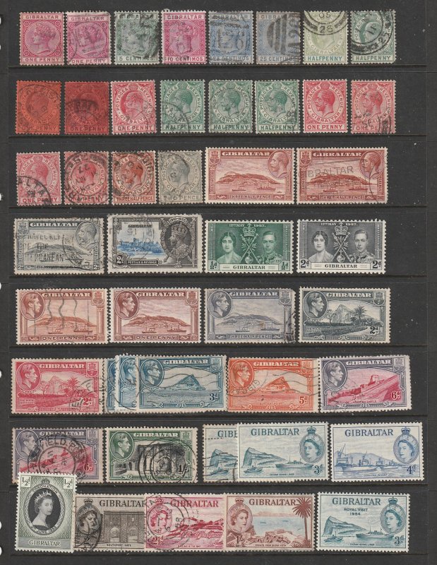 Gibralter a page of QV to early QE2 some mint rest used