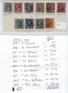 USED STAMPS ON PIECE ALBUM PAGE FROM 1890 SOME MINOR FAULTS - SCV $250.00 - B11