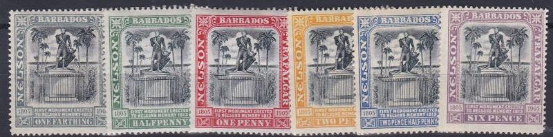 BARBADOS  1906   S G   145 - 150  VARIOUS VALUES TO 6D  MH  CAT £68 