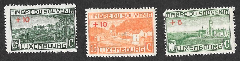 Luxembourg Scott #B1-B3 Monument Semi-postal (1921) MH