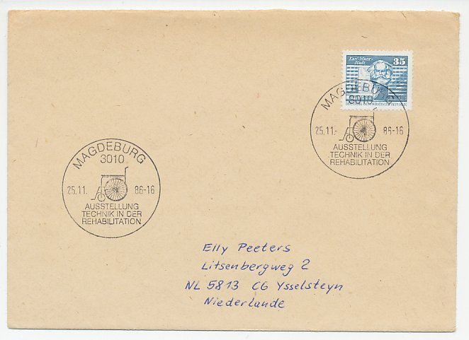 Cover / Postmark Germany / DDR 1986 Wheelchair - Rehabilitation technique