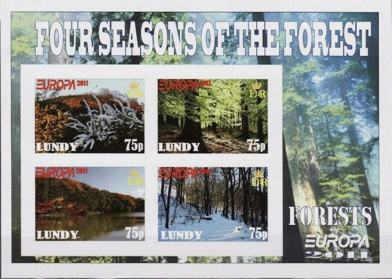 LUNDY - 2011 - Europa,  Season of the Forest - Imp 4v Sheet -M N H-Private Issue