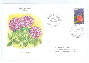 Benin 425 1979 Native Flowers, Addressed Postal Commemorative Society FDC