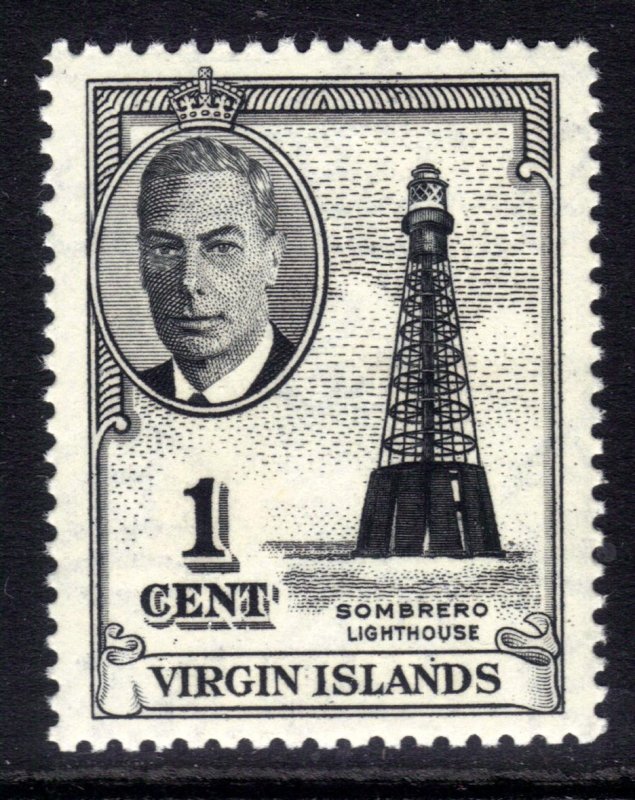 British Virgin Islands 1952 KGV1 1ct Black Lighthouse Umm SG 136 ( J395 )