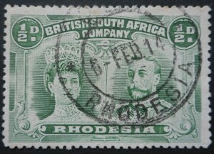 Rhodesia Double Head HalfPenny with ODZI (DC) postmark
