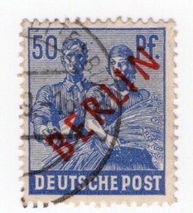 Berlin 9N30 used, ultra with red diagonal overprint, Planting Olives