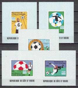 Ivory Coast, Scott cat. 466-470. World Cup Soccer issue as Deluxe s/sheets.