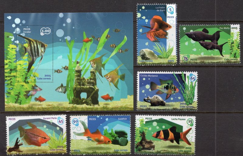 Cuba 2015 - Fauna - Aquarium Fish - MNH Set + Souvenir Sheet