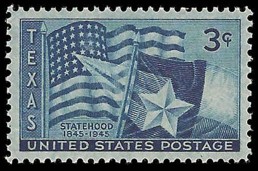 # 938 MINT NEVER HINGED TEXAS STATEHOOD 100TH ANNIV. VF+