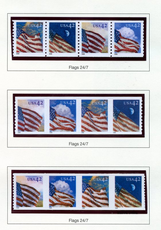 2008 COIL STAMP COMMEMORATIVES OG/MNH - FILLER OR STARTER PAGE -  DETAILS