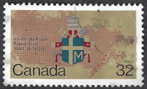 Canada #1030-1031 32¢ & 64¢ Papal Coat of Arms (1984). Used.