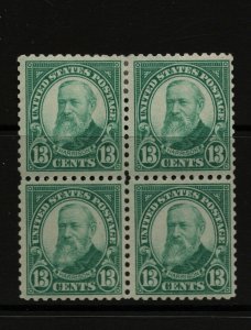 USA #622 Very Fine Mint Block - Bottom Stamps Never Hinged