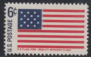 US 1346 Historic Flags Fort McHenry Flag 1795-1818 6c single (1 stamp) MNH 1968