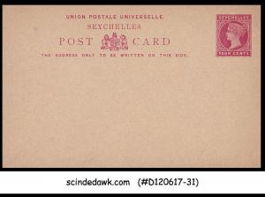 SEYCHELLES - 4c QV UPU POSTCARD - MINT -B24