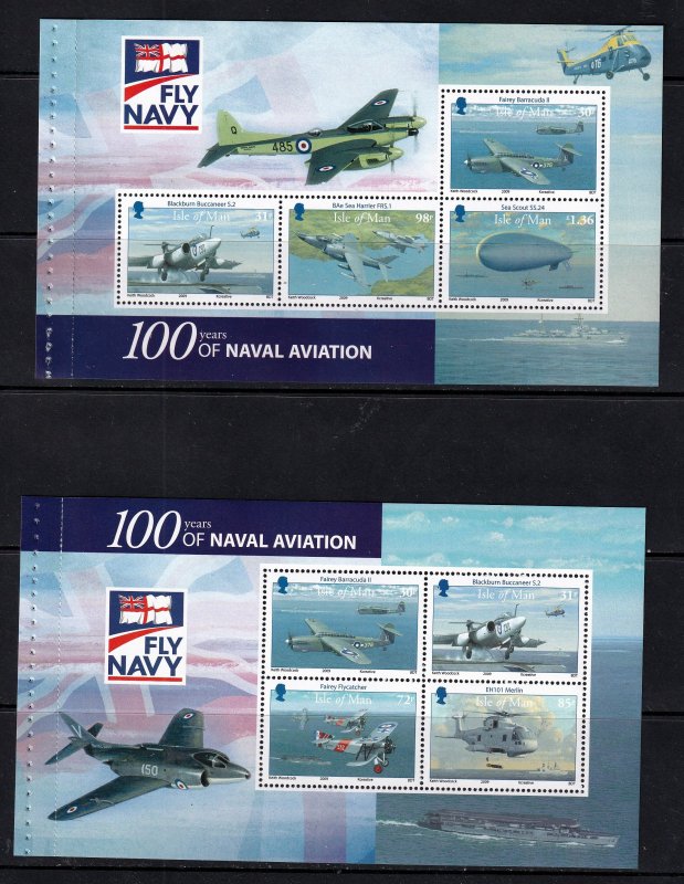 Isle Of Man  2009 -  Naval Aviation - MNH - 4 Panes From Prestige Bklt