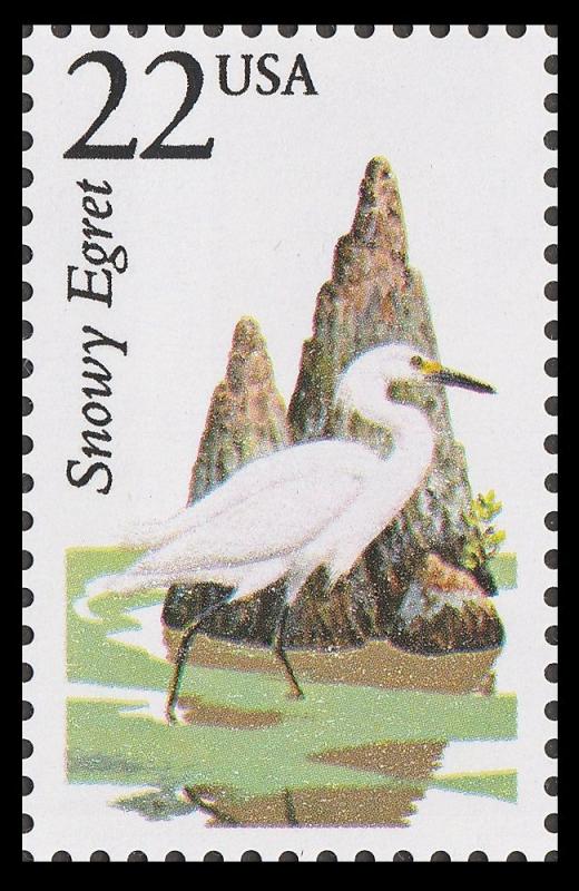 US 2321 North American Wildlife Snowy Egret 22c single MNH 1987