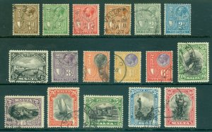 SG 157-172 Malta 1926 set of 17. ¼d to 10/-. Good to very fine used CAT £350