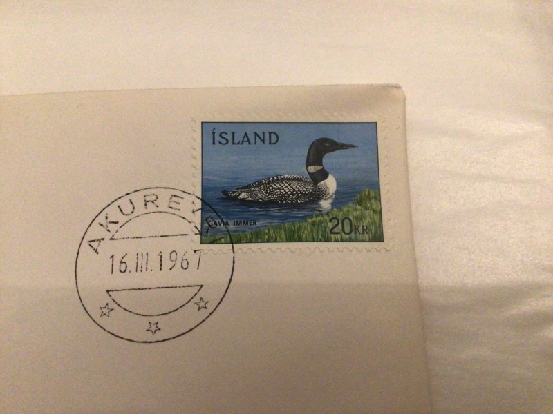 Iceland 1967 Great Northern Diver first day cover Ref 60435