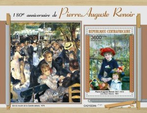 2021/03- CENTRAL AFRICAN REP  - PIERRE AUGUSTE RENOIR         1V    MNH **