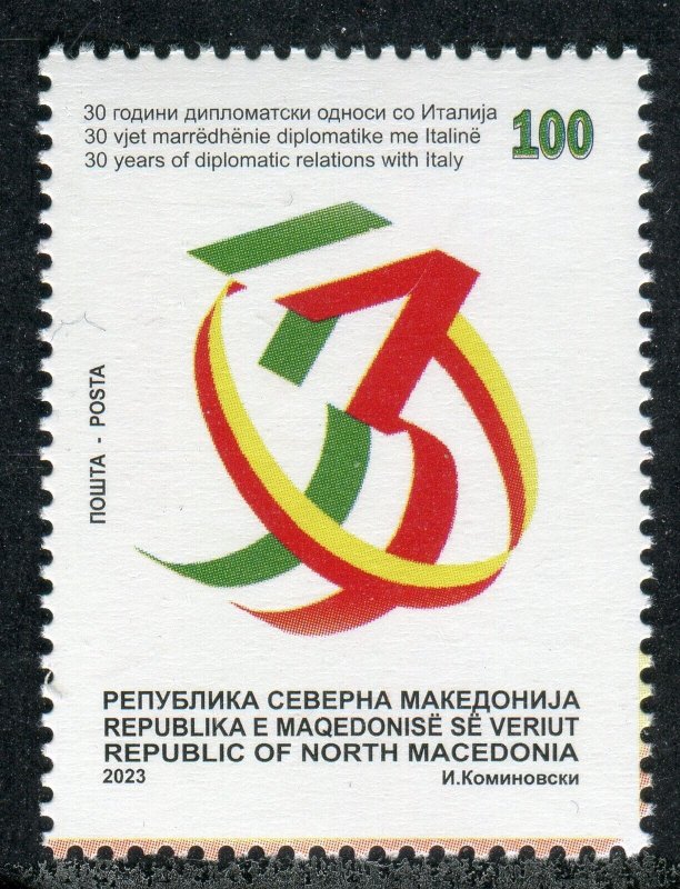 401 - NORTH MACEDONIA 2023 - 30 Years of diplomatic relations with Italy - MNH