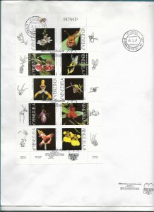 VENEZUELA 1996 ORCHIDS MINI SHEET OF 10 VALUES ON LARGE FDC FIRST DAY COVER