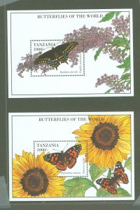 Tanzania #1245-1246  Souvenir Sheet (Butterflies) (Fauna)