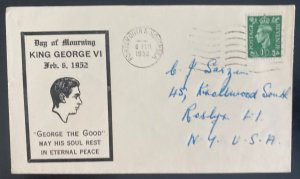 1952 Portsmouth England First Day cover FDC Day Of Mourning King George VI