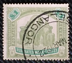 Malaya Federated Malay States FMS 1907 Elephants $1 Used wmk MCCA SG#48 M2900A