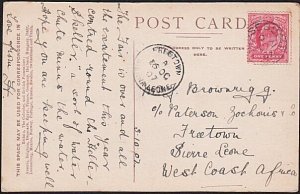 GB SCOTLAND 1907 postcard CLOSEBURN to SIERRA LEONE........................B1459