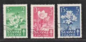 Finland 1950 Beautiful Flowers (3v Cpt) F.Used