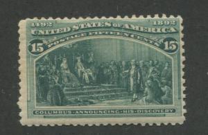 1893 US Stamp #238 15c Mint Never Hinged Fine Catalogue Value $600 