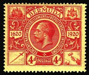 1921 Bermuda #77 King George V Watermark 3 - OGH - F/VF - CV$20.00 (ESP#2999)