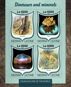 Sierra Leone - 2016 Dinosaurs & Minerals - 4 Stamp Sheet - SRL16805a