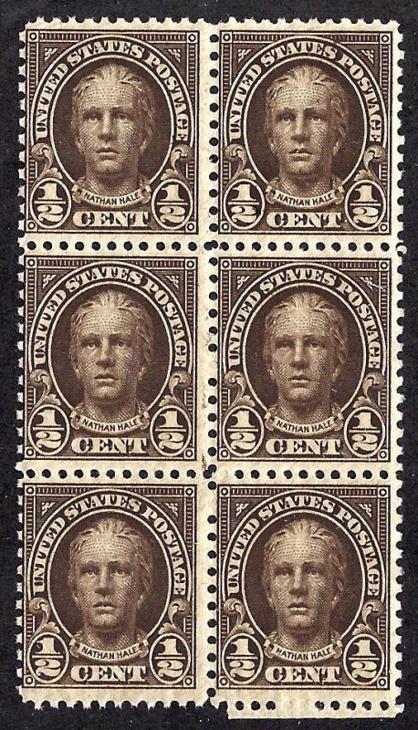 653 Mint,OG,NH... Block of 6... SCV $2.10