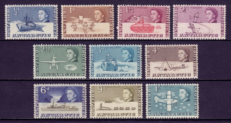 BRITISH ANTARCTIC TERRITORY — SCOTT 1//10 — 1963 PICTORIAL ISSUE — MNH — SCV $32