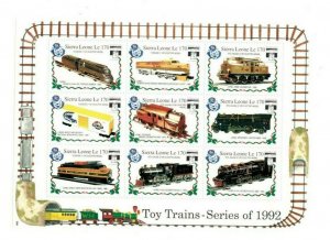 Sierra Leone 1992 - Toy Model Trains - Sheet of 9v - Scott 1548 - MNH