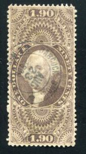 US Stamp # R80c $1.90 Revenue Printed Cancel Babcock Bros 1864