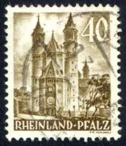Germany Rhine Palatinate Sc# 6N36 Used 1949 40pf Cathedral of Worms