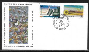 United Nations NY 595-596 Chemical Weapons WFUNA Cachet FDC First Day Cover