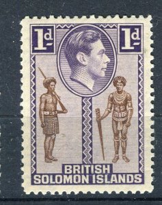 BRITISH SOLOMONS; 1938 early GVI Pictorial issue Mint hinged 1d. value