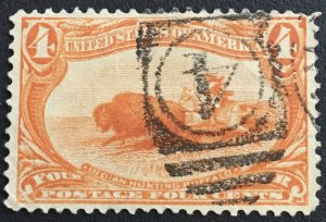 US #287 Used Single (Faults) Number Cancel Indian Hunting Buffalo SCV $25.00 L1