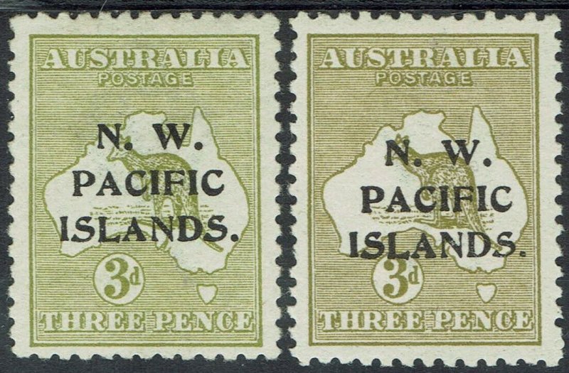 NWPI NEW GUINEA 1915 KANGAROO 3D DIE I BOTH SHADES 1ST WMK 