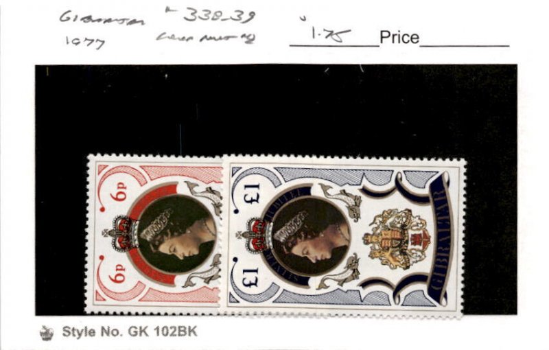 Gibraltar, Postage Stamp, #338-339 Mint NH, 1977 Queen Elizabeth (AB)
