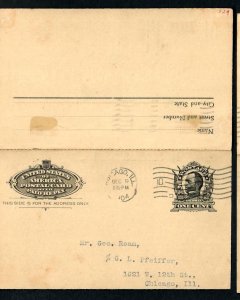 CV20j Postal Card UY41894 Unsev. Advt. Capitol Boilers & Radiators Chicago, Ill.
