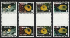 Penrhyn WWF Bennett's Butterflyfish 4v Gutter Pairs 2017 MNH SG#685-688