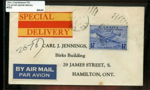 Nice label Special Delivery CE2 17c single use air mail 1944 cover Canada