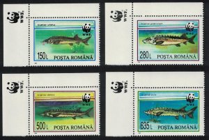 Romania WWF Sturgeons 4v Corners WWF emblem 1994 MNH SC#3954-3957