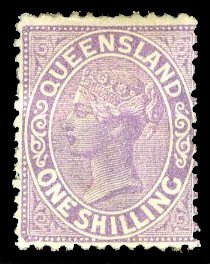 Queensland #70 Cat$35, 1883 1sh violet, hinged