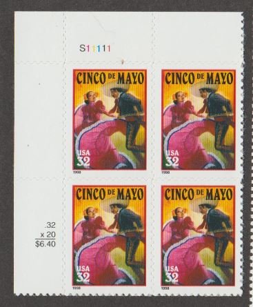 U.S. Scott #3203 Cinco de Mayo Stamps - Mint NH Plate Block