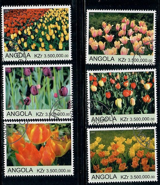 Angola Used Flowers / Tulips complete set CTO